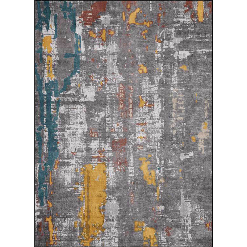 BowLift | Industrial Abstract Carpet Gray Polyester Carpet Machine Washable Non-Slip Back Area Rug for Bedroom
