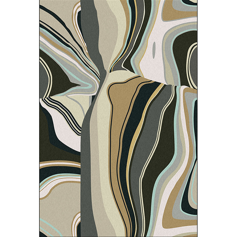 Multicolored Bedroom Rug Modern Abstract Twisted Line Pattern Area Rug Polyester Washable Non-slip Rug | Bowlift