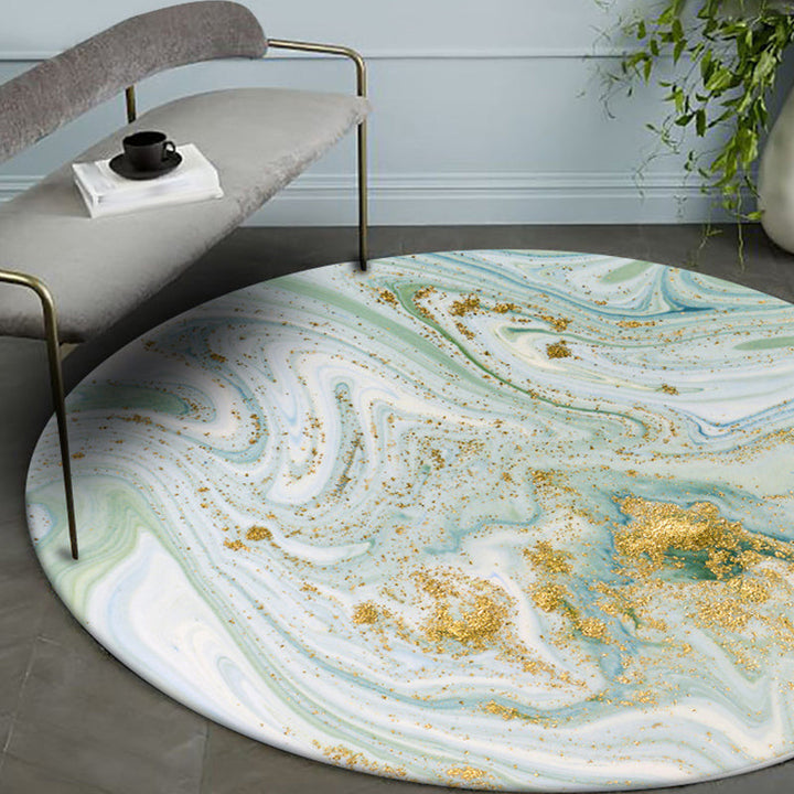Casual modern rug in green abstract sea water design rug polyester machine washable rug for home decor | Bowlift