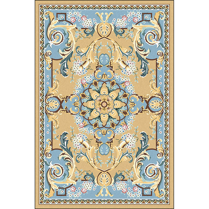 BowLift | Mediterranean Moroccan Carpet in Brown Floral Pattern Carpet Polyester Non-Slip Washable Living Room Carpet for Home Decor