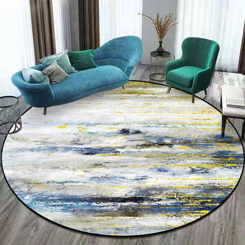 Modern rug for the living room in white Abstract oil painting print rug Polyester non-slip back washable rug | Bowlift