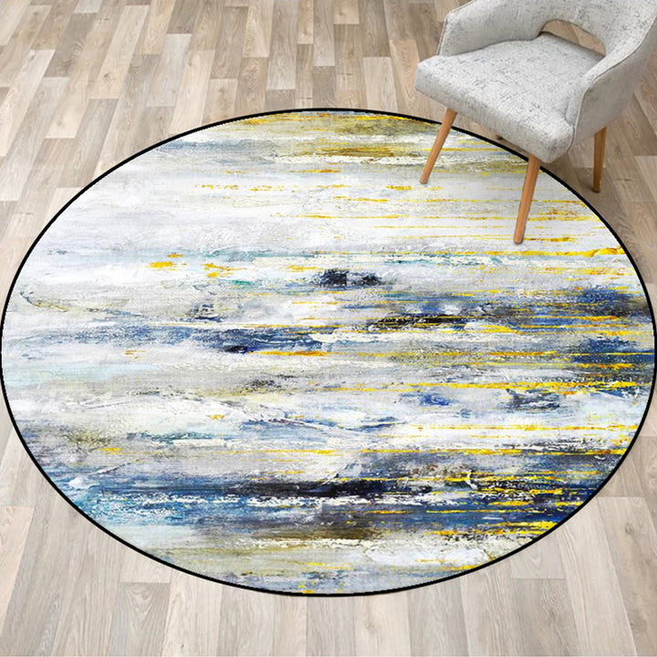 Modern rug for the living room in white Abstract oil painting print rug Polyester non-slip back washable rug | Bowlift