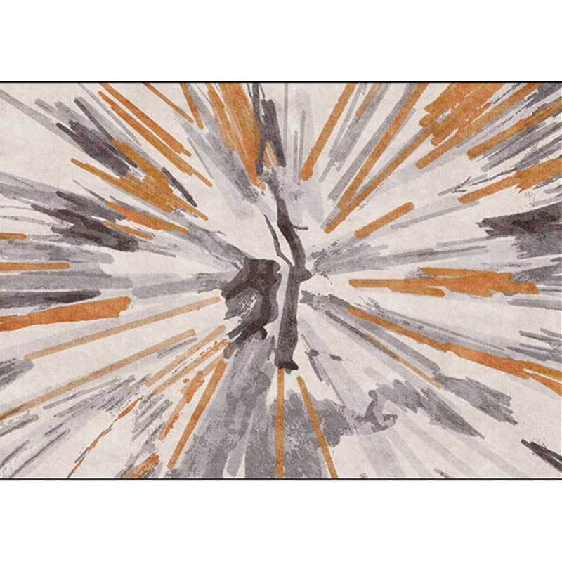 Ivory Bedroom Rug Modern Abstract Watercolor Painting Line Pattern Rug Polyester Non-Slip Machine Washable Rug | Bowlift