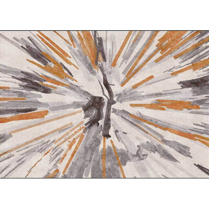 Ivory Bedroom Rug Modern Abstract Watercolor Painting Line Pattern Rug Polyester Non-Slip Machine Washable Rug | Bowlift