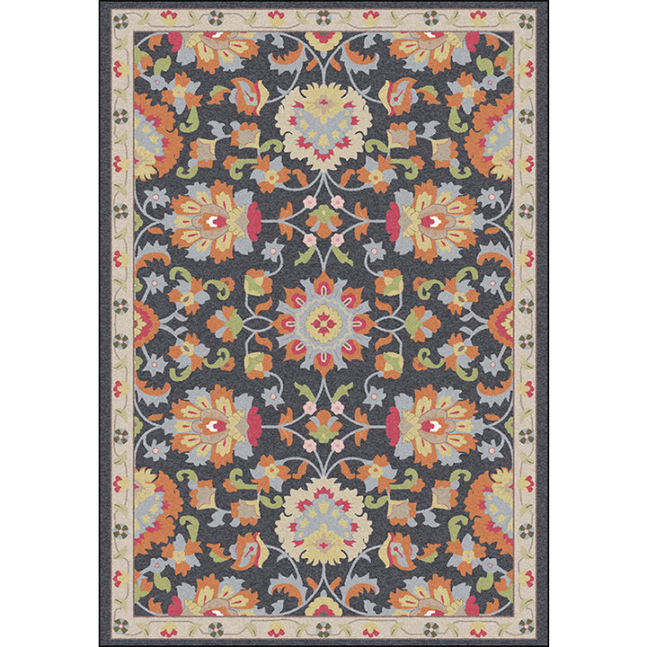 BowLift | Persian Moroccan rug in ivory and gray flower petal motif pattern rug polyester washable rug for home decor