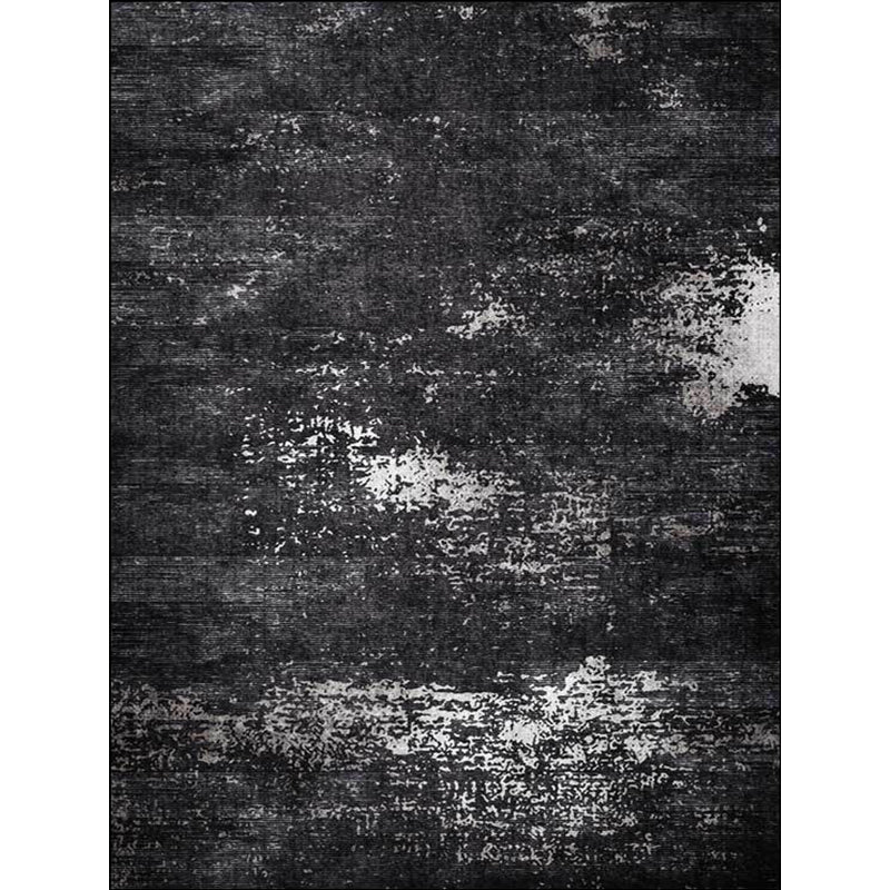 BowLift | Industrial Abstract Rug Black Polyester Rug Machine Washable Non-Slip Backing Rug for Bedroom