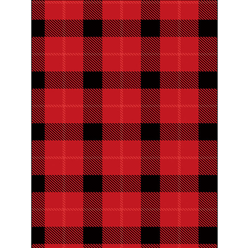 Modern living room rug in brown and red tartan pattern rug polyester pet-friendly area rug | Bowlift