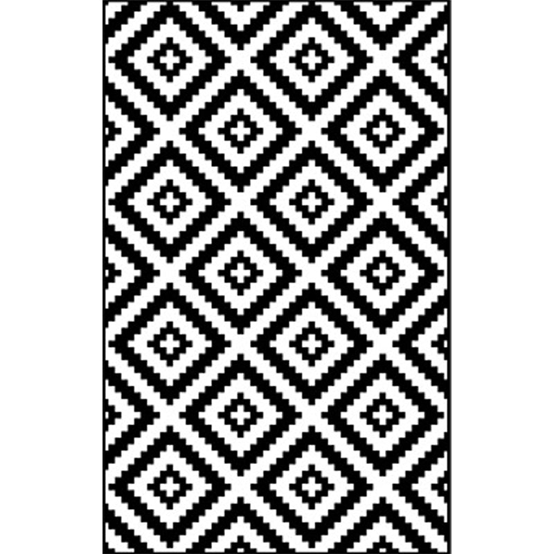 Modern living room rug in black and white diamond wave pattern rug polyester washable non-slip rug | Bowlift