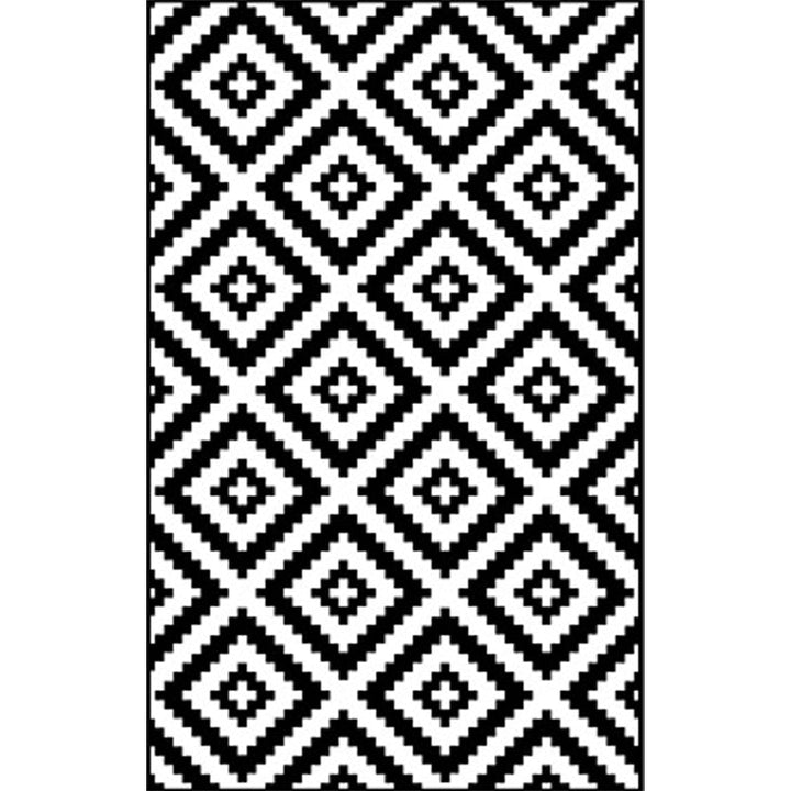 Modern living room rug in black and white diamond wave pattern rug polyester washable non-slip rug | Bowlift