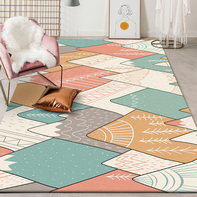 BowLift | Minimalist Novelty Mat Colorful Color Block Mountains Pattern Carpet Polyester Machine Washable Area Rug for Home Decoration