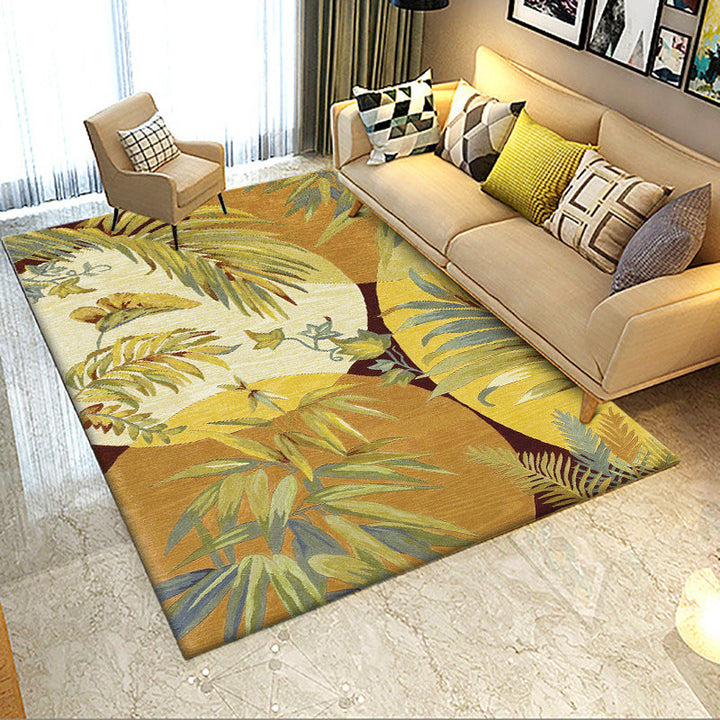BowLift | Orange Modern Area Rug Polyester Botanical Pattern Rug Washable Non-Slip Backing Carpet for Living Room