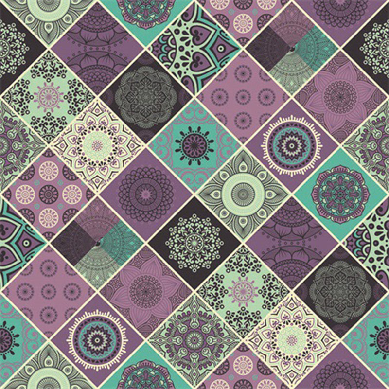BowLift | Purple Bedroom Rug Moroccan Flower Diamond Pattern Area Rug Polyester Non-Slip Back Machine Washable Rug