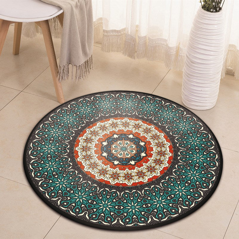 BowLift | Oriental Moroccan rug in blue floral pattern rug polyester pet-friendly rug for home decor