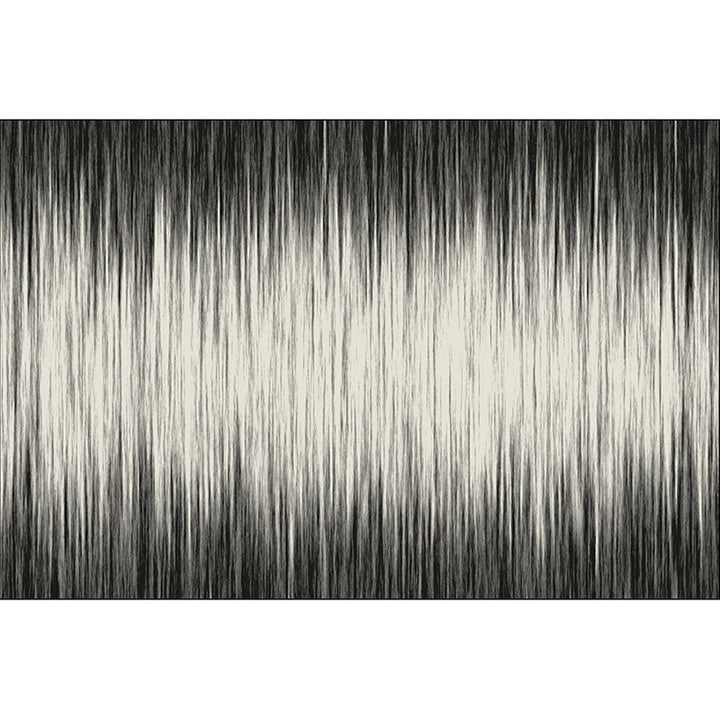 Modern Living Room Rug in Ivory and Black Abstract Oil Painting Lines Print Rug Polyester Non-Slip Washable Area Rug | Bowlift