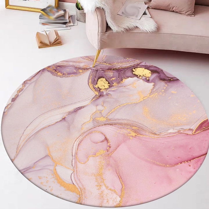 Modern living room rug in pink abstract watercolor painting printed rug polyester non-slip washable area rug | Bowlift