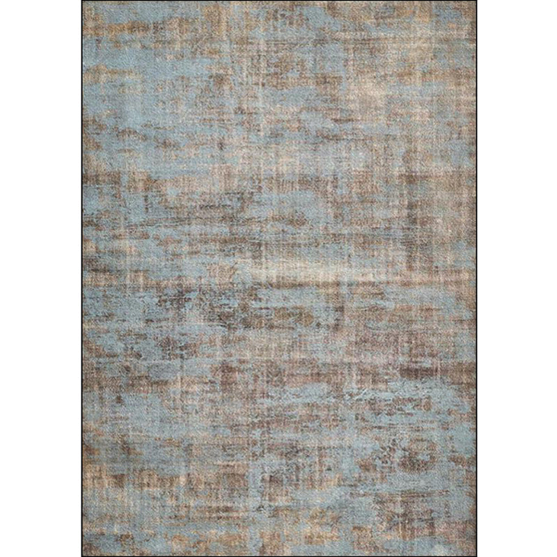 BowLift | Brown and blue industrial rug polyester abstract rug washable non-slip backing rug for the living room