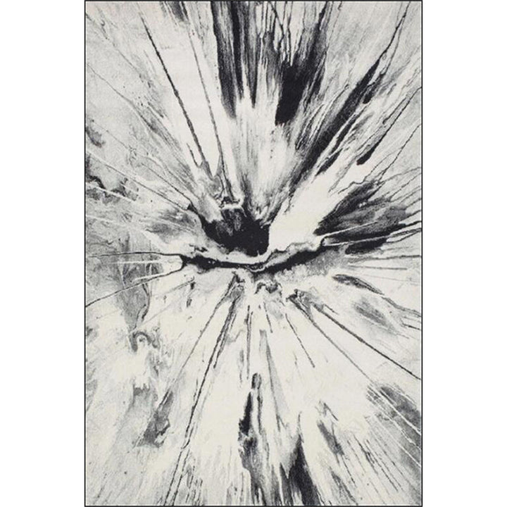 Modern living room rug in white Abstract ink painting print rug Polyester Washable Non-slip backing rug | Bowlift