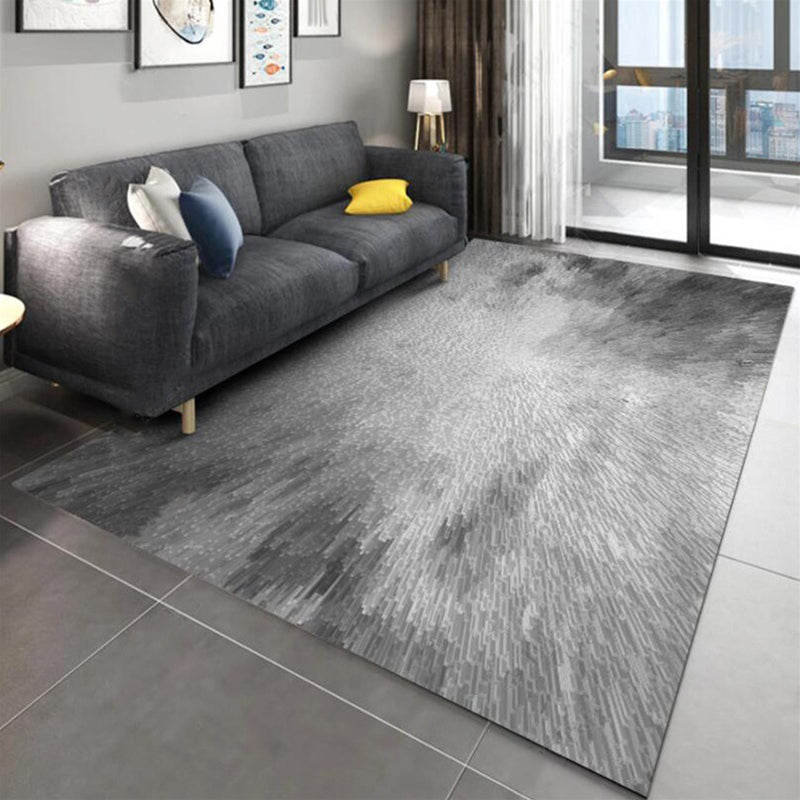 Modern living room rug in gray abstract spray print rug polyester pet-friendly washable rug for the area | Bowlift