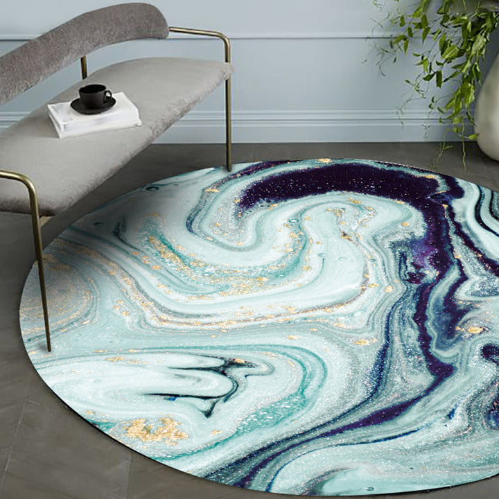 Modern living room carpet in green abstract marble print carpet polyester machine washable pet-friendly carpet | Bowlift