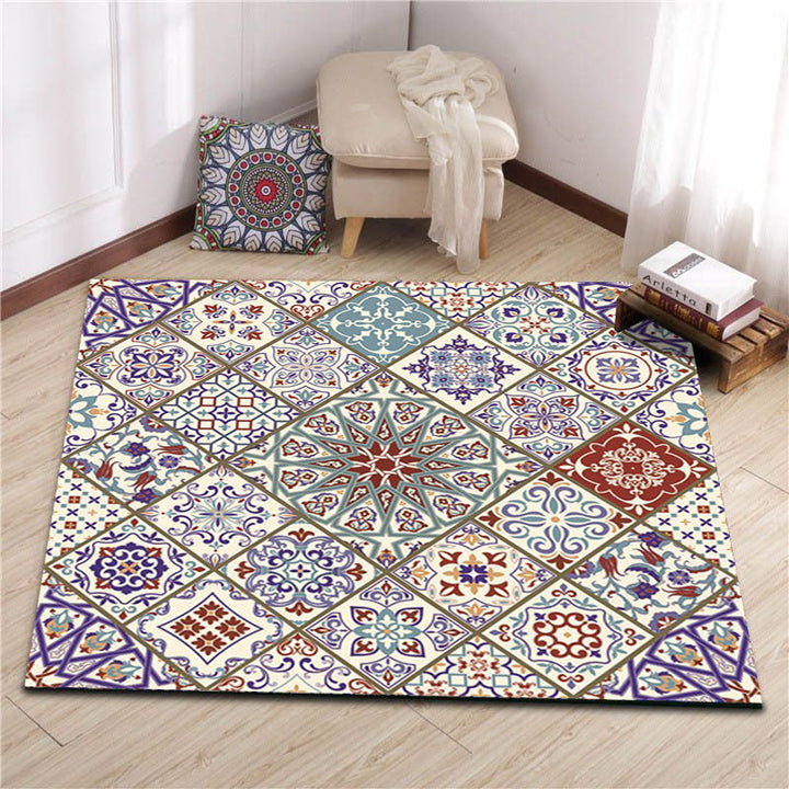 BowLift | Ivory Bedroom Carpet Moroccan Flower Geometric Pattern Area Rug Polyester Non-Slip Pet-Friendly Rug