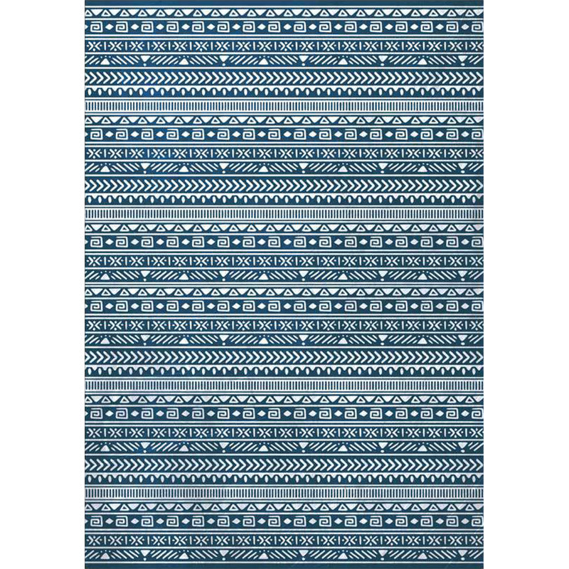 BowLift | Southwestern Living Room Rug with Blue Stripe Triangle Print Rug Polyester Stain Resistant Area Rug