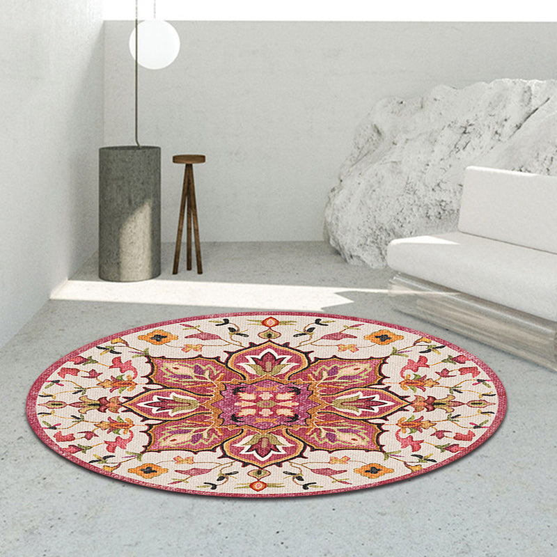 BowLift | Oriental Moroccan Carpet in Ivory Flower Petal Pattern Carpet Polyester Non-Slip Back Carpet for Home Decor