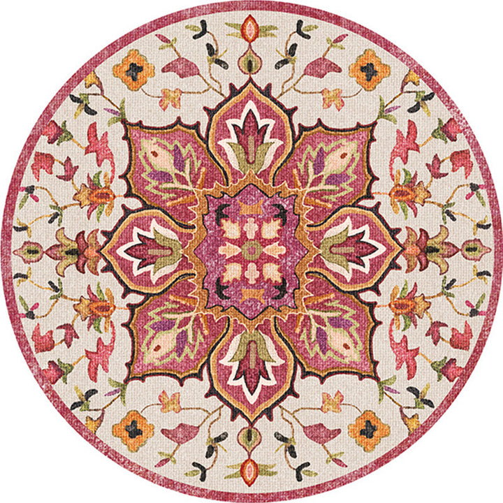 BowLift | Oriental Moroccan Carpet in Ivory Flower Petal Pattern Carpet Polyester Non-Slip Back Carpet for Home Decor
