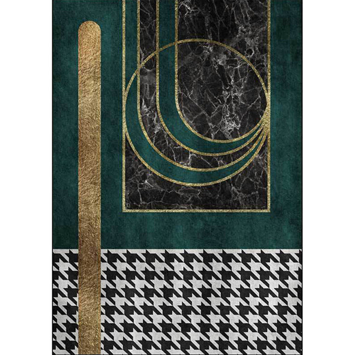 Scandinavian modern rug in green rhombus pattern rug polyester stain-resistant rug for home decor | Bowlift