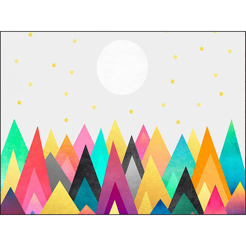 BowLift | Casual Novelty Rug in White Triangle Circle Color Block Pattern Rug Polyester Stain Resistant Rug for Home Decor