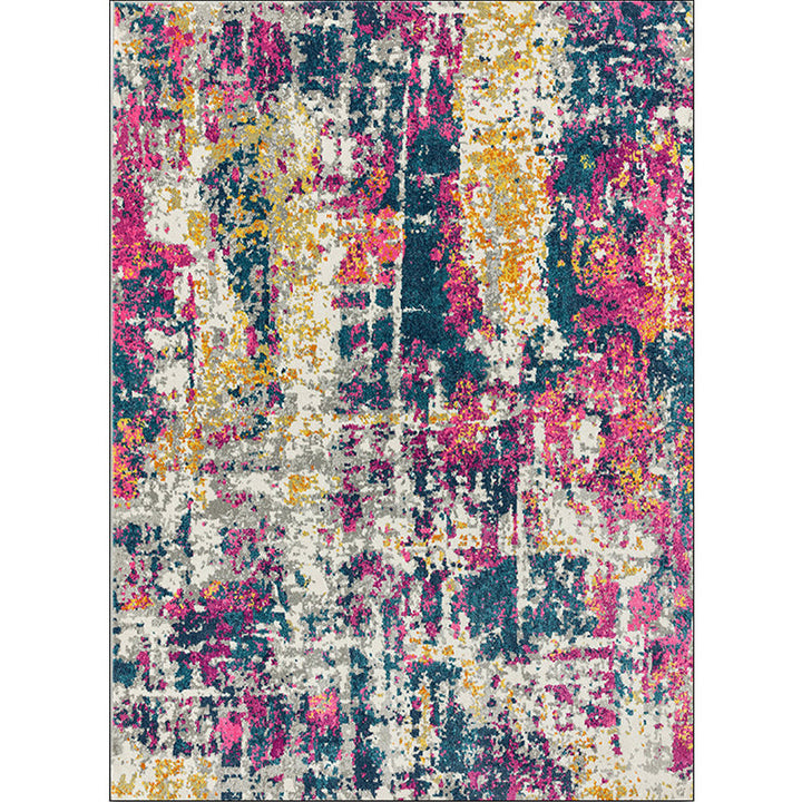 BowLift | Stylish Abstract Carpet Multicolor Industrial Carpet Polyester Washable Non-Slip Back Rug for Living Room