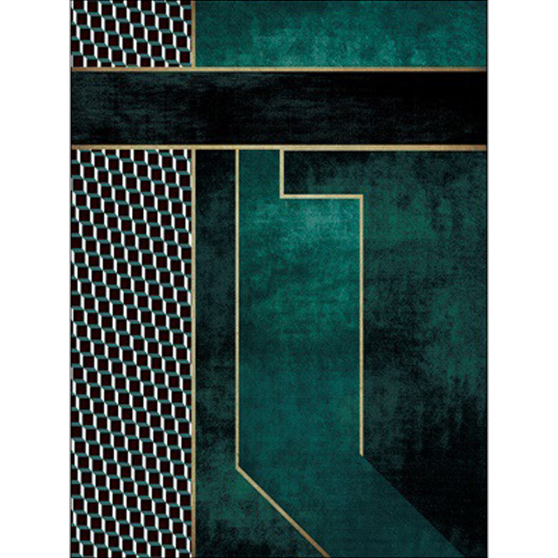 Simple modern carpet in green diamond irregular shape pattern carpet polyester washable non-slip carpet for home decor | Bowlift