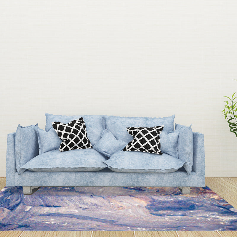 Green and blue bedroom rug modern abstract water pattern rug made of polyester pet-friendly washable rug | Bowlift