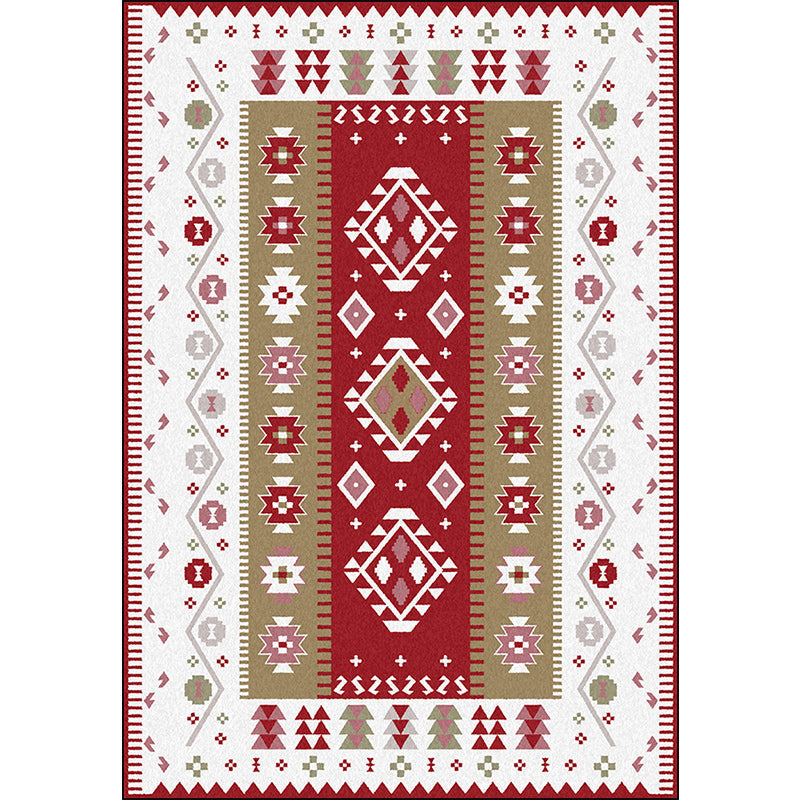 BowLift | Base Southwest Carpet in Red and White Diamond Wave Pattern Carpet Polyester Pet-Friendly Carpet for Home Decor
