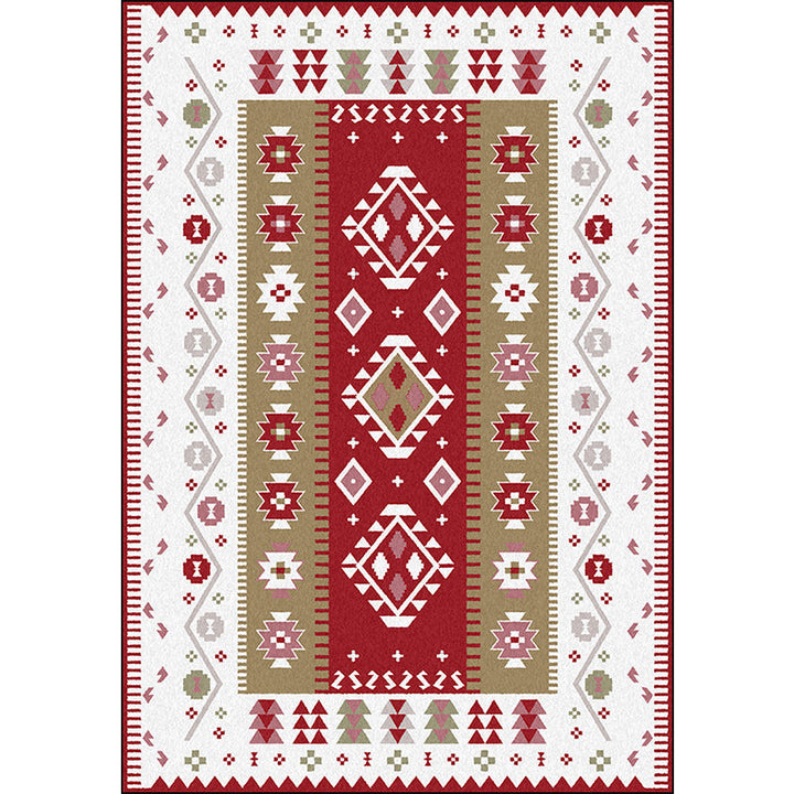 BowLift | Base Southwest Carpet in Red and White Diamond Wave Pattern Carpet Polyester Pet-Friendly Carpet for Home Decor