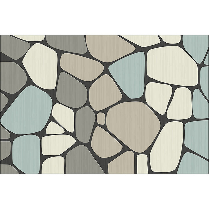 BowLift | Novelty Living Room Carpet in Gray Stone Irregular Shape Print Carpet Polyester Non-slip Back Stain-resistant Carpet