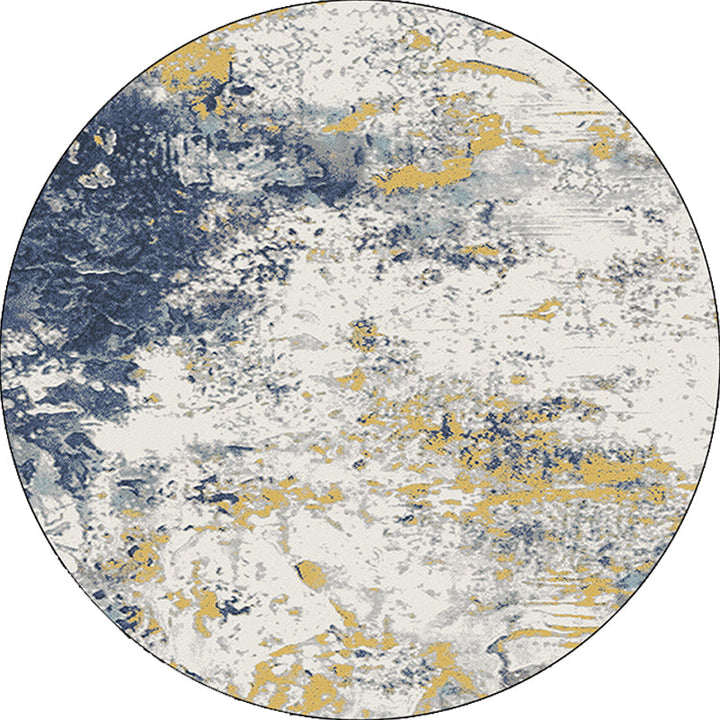 Minimalist modern rug white abstract ink painting pattern rug polyester washable pet-friendly rug for home decor | Bowlift