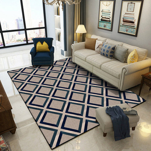 Contemporary Modern Rug in Brown Diamond Pattern Rug Polyester Stain Resistant Rug for Home Decor | Bowlift
