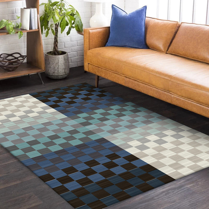 BowLift | Novelty Living Room Rug Colorful Small Checked Color Block Print Rug Polyester Washable Stain Resistant Area Rug