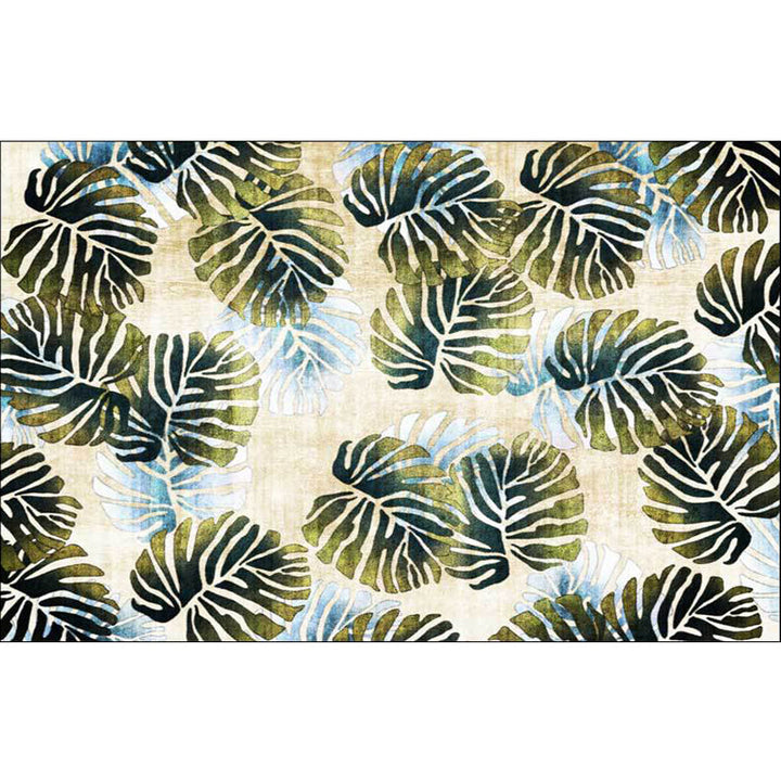 BowLift | Modern Leaf Pattern Rug with Leaf Yellow and Green Polyester Rug Machine Washable Non-Slip Rug for Bedroom