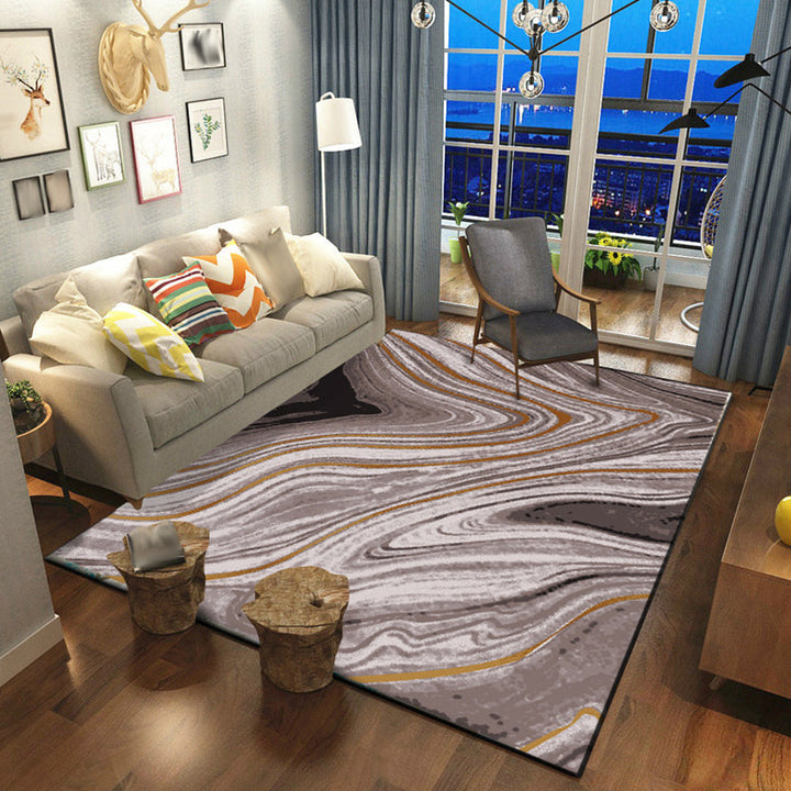 Brown Bedroom Carpet Modern Abstract Twisted Lines Pattern Area Rug Polyester Non-Slip Back Washable Rug | Bowlift