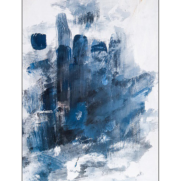 Novelty Modern Rug in Blue and White Abstract Oil Painting Pattern Rug Polyester Washable Rug for Home Decor | Bowlift