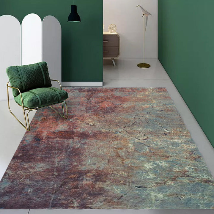 Modern Living Room Rug Colorful Abstract Rust Print Rug Polyester Washable Pet-Friendly Area Rug | Bowlift