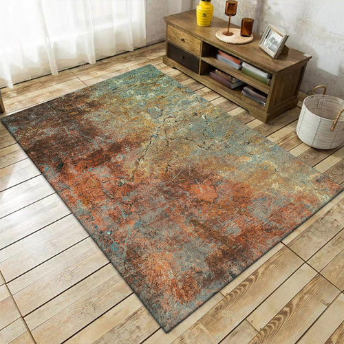 Modern Living Room Rug Colorful Abstract Rust Print Rug Polyester Washable Pet-Friendly Area Rug | Bowlift
