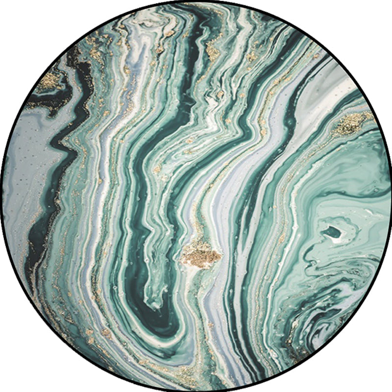 Teal Bedroom Rug Modern Abstract Marble Pattern Rug Polyester Washable Non-Slip Rug | Bowlift