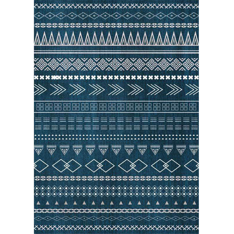 BowLift | Southwestern living room rug in blue diamond triangle print rug polyester machine washable rug