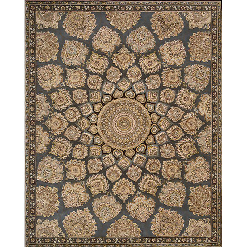 BowLift | Brown Bedroom Rug Southwestern Floral Circle Geometric Pattern Area Rug Polyester Stain-Resistant Rug