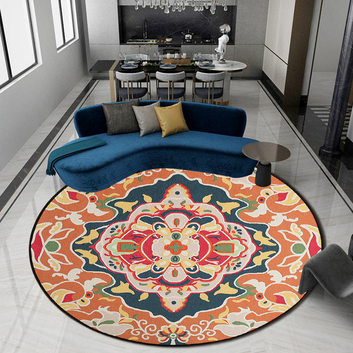 BowLift | Orange Bedroom Rug Moroccan Floral Pattern Area Rug Polyester Pet Friendly Washable Rug