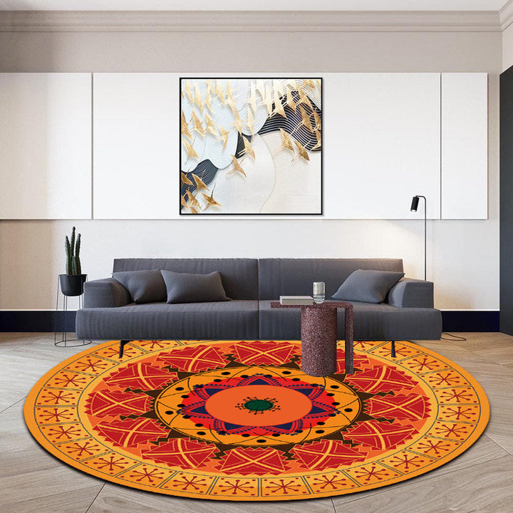 BowLift | Orange Bedroom Rug Moroccan Floral Lotus Pattern Area Rug Polyester Machine Washable Stain Resistant Rug