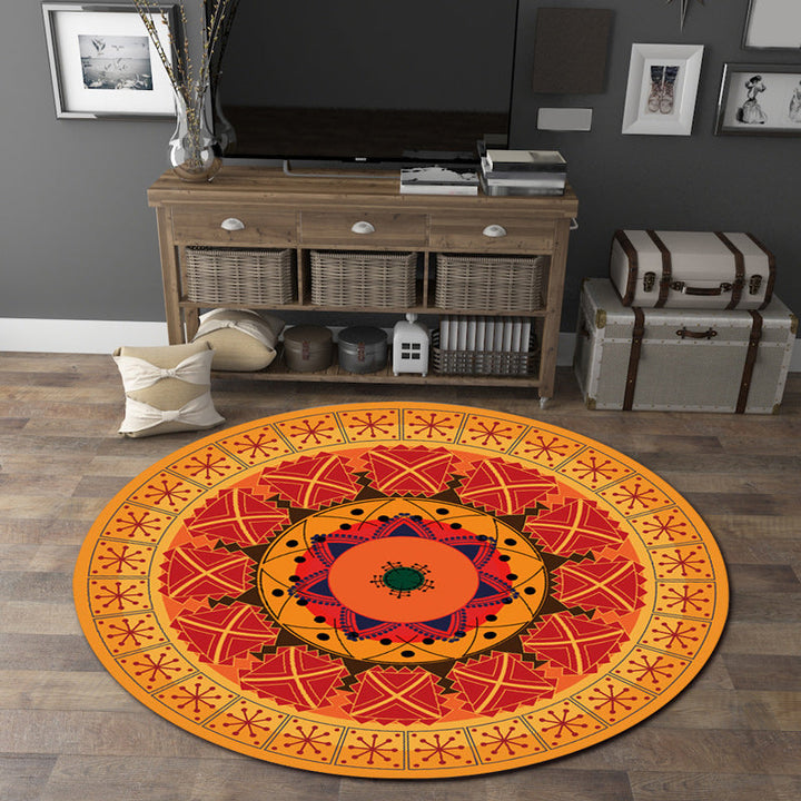 BowLift | Orange Bedroom Rug Moroccan Floral Lotus Pattern Area Rug Polyester Machine Washable Stain Resistant Rug