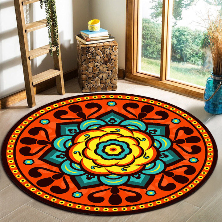 BowLift | Orange Bedroom Rug Moroccan Floral Lotus Pattern Area Rug Polyester Machine Washable Stain Resistant Rug